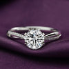 1 Carat D Color Moissanite Sterling Silver Ring