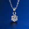 D Color Moissanite Classic 6 Prong Sterling Silver Pendant Necklace