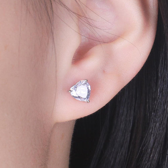 Heart Cut Sterling Silver Stud Earrings