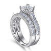 Cushion Cut 2 in 1 Sterling Silver Bridal Set