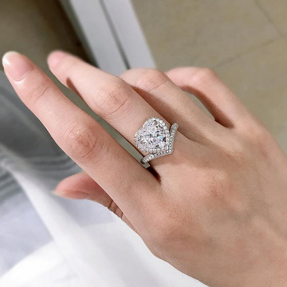 Unique Heart Cut Design Engagement Ring