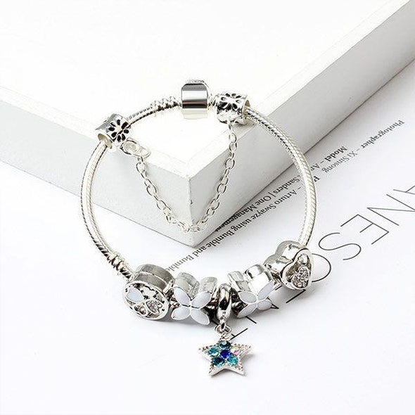 Star of Ocean Flower Heart Alloy Charm Bracelet