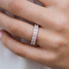 Rose Golden Tone Emerald Cut Eternity Sterling Silver Wedding Band