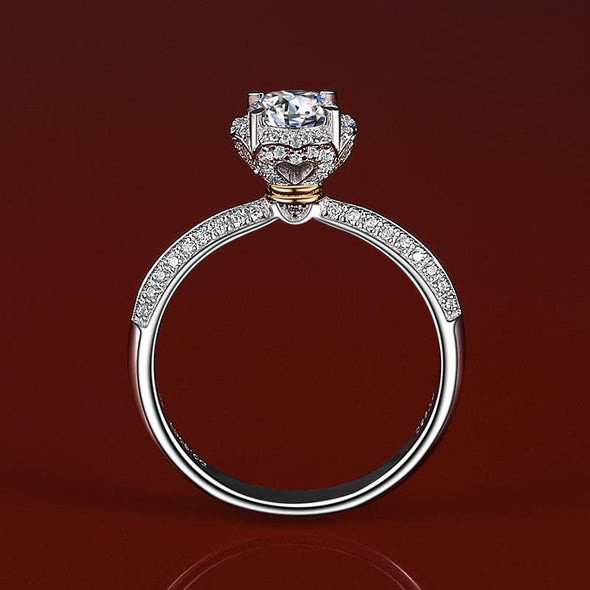 Luxury "Frozen Queen" Moissanite Engagement Ring In Sterling Silver