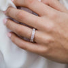 Rose Golden Tone Emerald Cut Eternity Sterling Silver Wedding Band