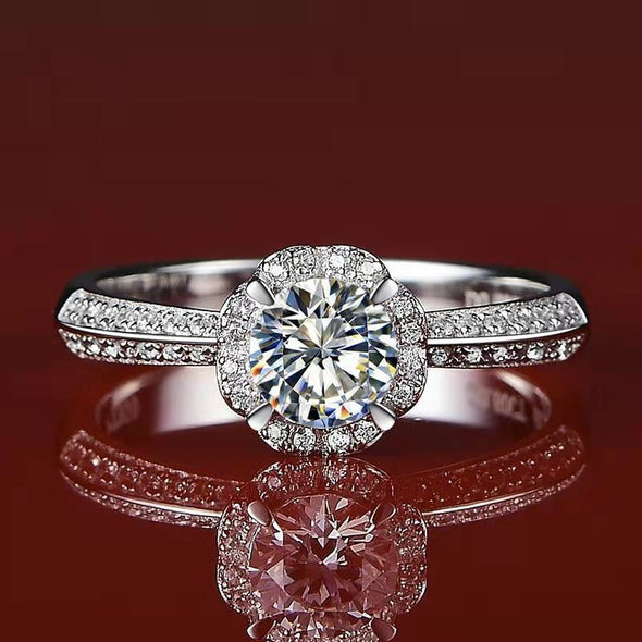 Luxury "Frozen Queen" Moissanite Engagement Ring In Sterling Silver