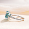 Exquisite Halo Cushion Cut Cyan Blue Sterling Silver Engagement Ring