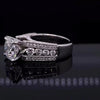 Cushion Cut Sterling Silver Engagement Ring with Accent Band