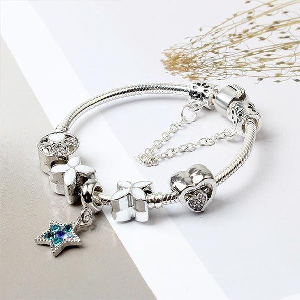 Star of Ocean Flower Heart Alloy Charm Bracelet