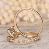 Luxury Golden Tone Halo Emerald Cut Sterling Silver Bridal Set