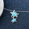 Oval Cut Two Turtles Pendant Necklace