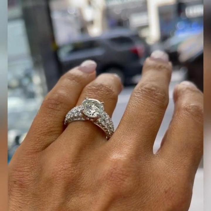 Multi Row Round Cut Engagement Ring in Sterling Silver