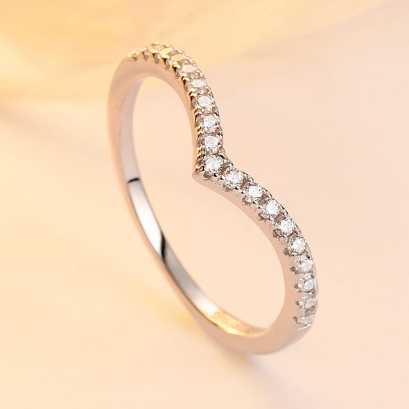 Curved Half Eternity Sterling Silver Wedding Band