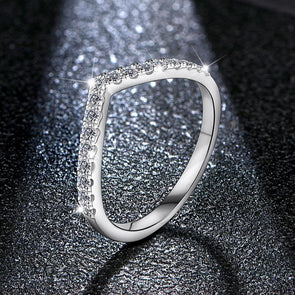 Curved Half Eternity Sterling Silver Wedding Band