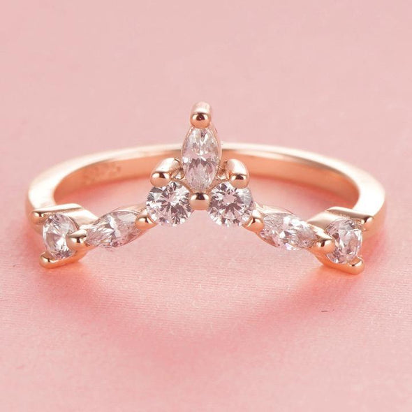 Rose Golden Round & Marquise Cut Stackable Ring