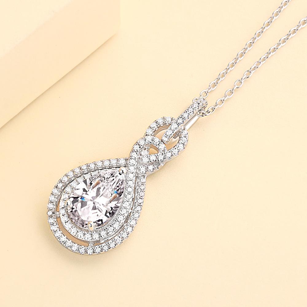 Halo Pear Cut Infinity Pendant Necklace