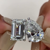 Unique Double-Stone Design Pear Cut & Emerald Cut Engagement Ring