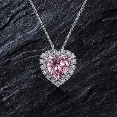 Halo Heart Cut Pink Pendant Necklace