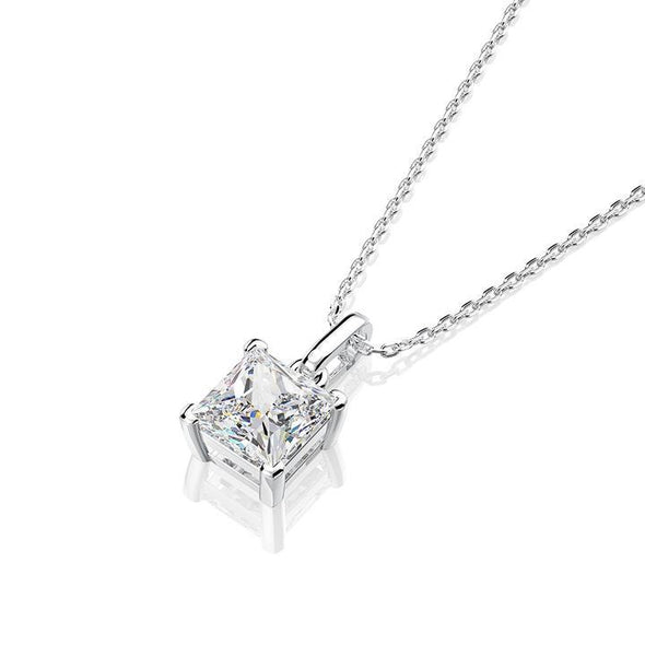 Mossanite Princess Cut Sterling Silver Pendant Necklace