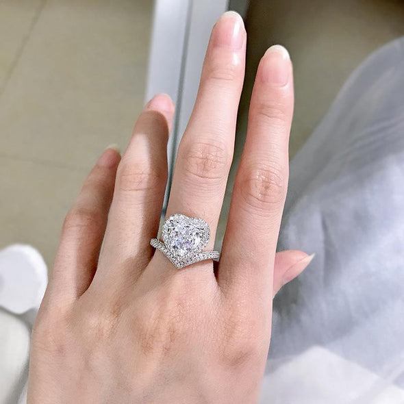 Unique Heart Cut Design Engagement Ring