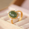 Vintage Sterling Silver Oval Jade Pearl Ring