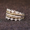 Dainty Multi-Rows Round Cut Pave Setting Sterling Silver Wedding Band