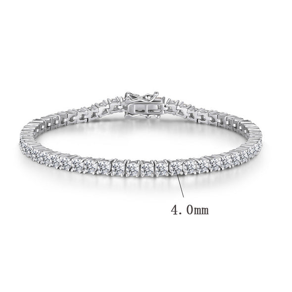 Shinning Classic 4mm Tennis Bracelet In Sterling Silver