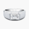 3CT Emerald Cut Silver Ring For Men