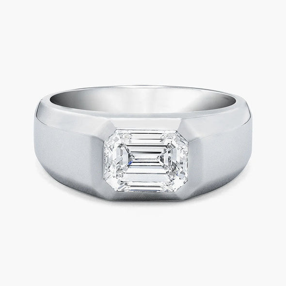 3CT Emerald Cut Silver Ring For Men