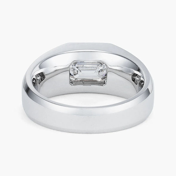 3CT Emerald Cut Silver Ring For Men