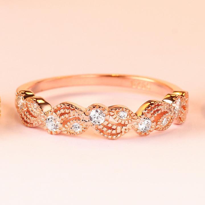 Vintage Rose Golden Leaf & Vine Stackable Ring