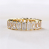 Dainty Golden Tone Emerald Cut Sterling Silver Wedding Band