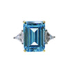 Emerald Cut Sky Blue Gemstone Three Stone Sterling Silver Engagement Ring