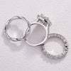 3PCS Halo Cushion Cut Sterling Silver Wedding Bridal Set