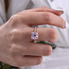 Rose Golden Pink Cushion Cut Halo Engagement Ring