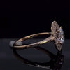 Golden Tone Cluster Halo Round Cut Sterling Silver Engagement Ring