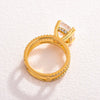 Golden Tone Cushion Cut Two Band Shank Sterling Silver Engagement Ring