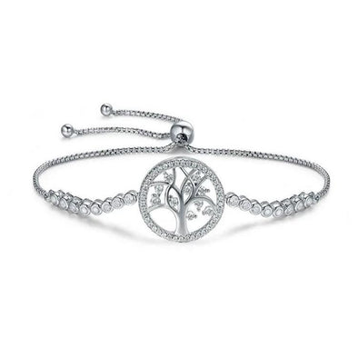 Tree of Life Adjustable 925 Sterling Silver Tennis Bracelet