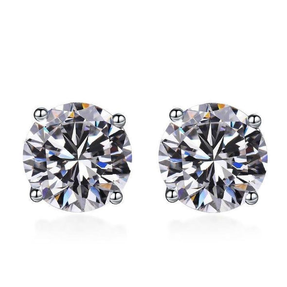 Classic Moissanite Stone 4 Prong Sterling Silver Stud Earrings