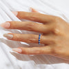 Oval Cut Cornflower Sapphire Gem Eternity Wedding Band