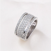 Hollow Out Wide Pave Design Sterling Silver Wedding Band