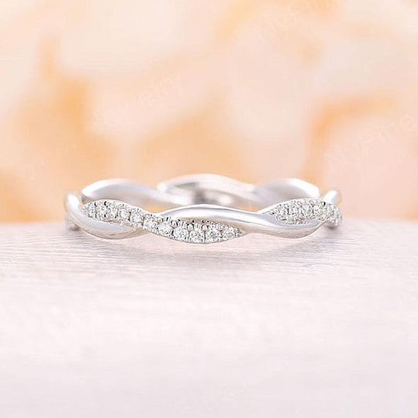 X Criss Cross & Twist Infinity Sterling Silver Wedding Band Set