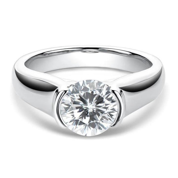 Round Cut 925 Sterling Silver Solitaire Ring