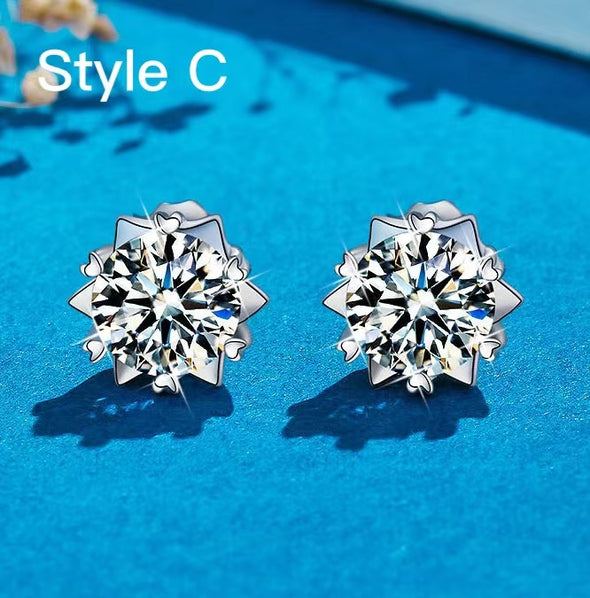 Exquisite Moissanite Stud Earrings In Sterling Silver