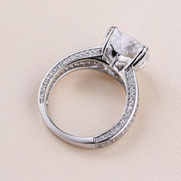 Exquisite 5.0 CT Heart Cut Split Shank Sterling Silver Engagement Ring