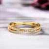 4pcs Classic Golden Tone Radiant Cut Sterling Silver Bridal Set with Two Tone Band