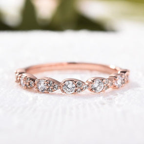 Rose Golden Tone Pear Design Stackable Wedding Band