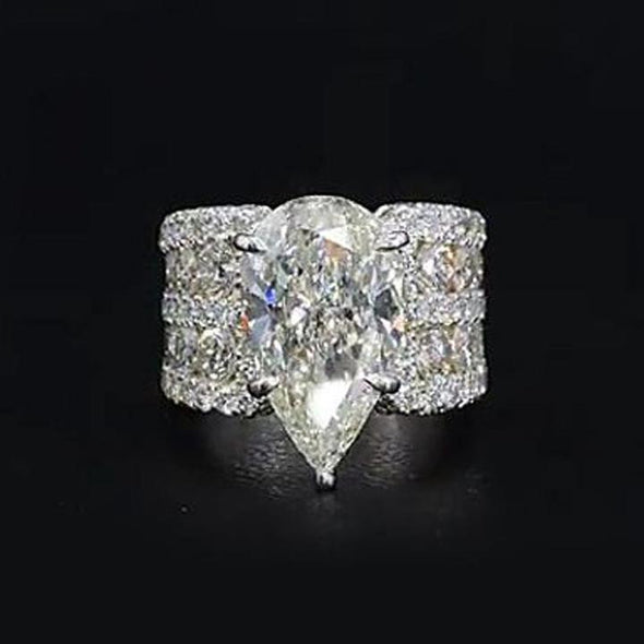 Recommended | Stunning 9.0CT Pear Cut Engagement Ring in Widen Band