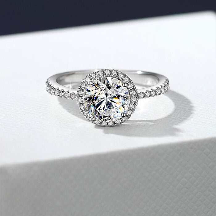 Luxury 1.2 Carat D Round Cut Color Moissanite Sterling Silver Ring-Only size 7  Available