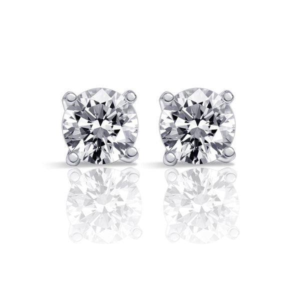 Round Cut 2.0ct Double Under Halo Diamond Stud Earrings